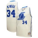 Official Los Angeles Lakers mens los angeles lakers shaquille oneal mitchell  ness cream chainstitch swingman jersey | Lakers Shop