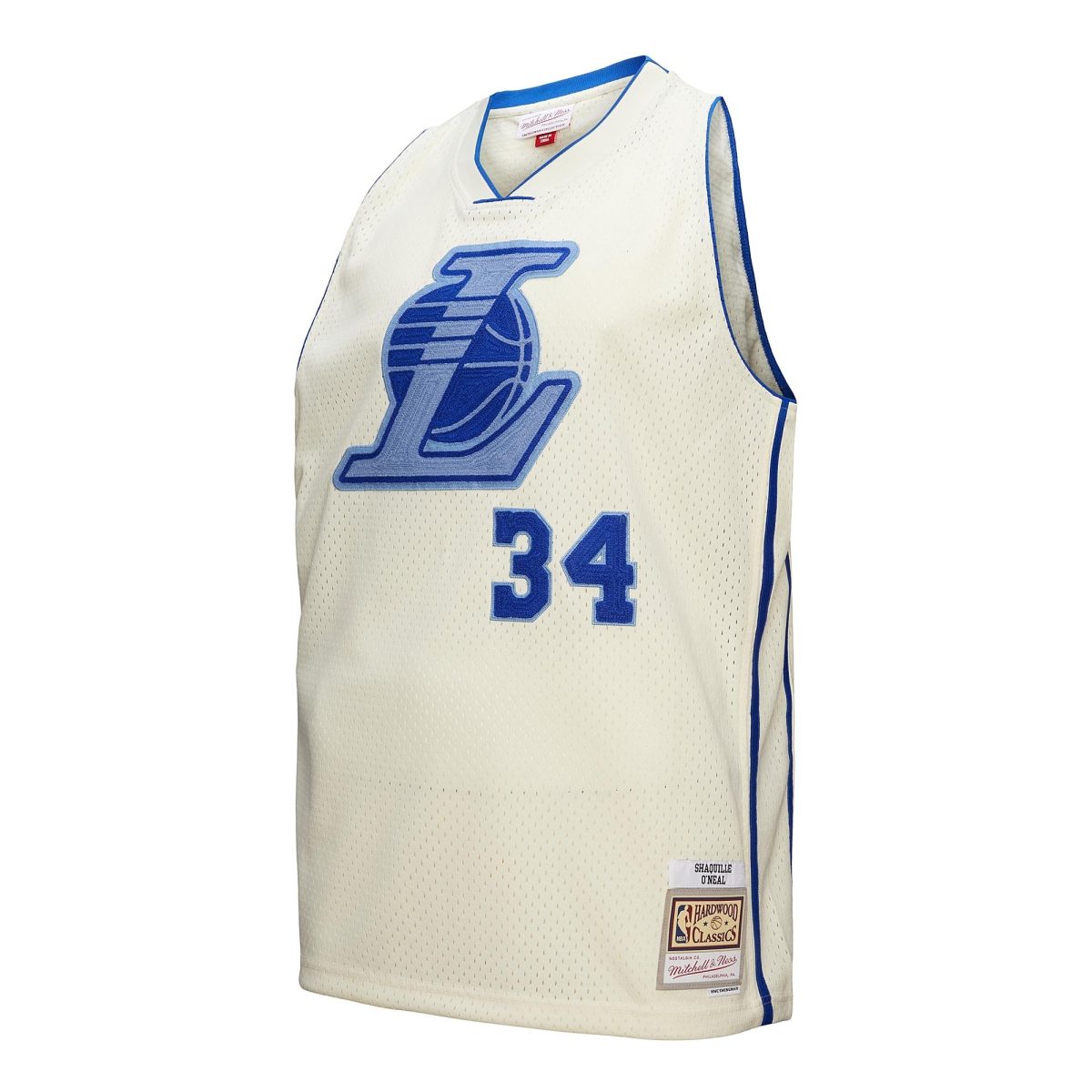 Official Los Angeles Lakers mens los angeles lakers shaquille oneal mitchell  ness cream chainstitch swingman jersey | Lakers Shop
