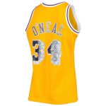 Official Los Angeles Lakers mens los angeles lakers shaquille oneal mitchell  ness gold 1996-97 hardwood classics nba 75th anniversary diamond swingman jersey | Lakers Shop