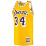 Official Los Angeles Lakers mens los angeles lakers shaquille oneal mitchell  ness gold 199697 hardwood classics authentic jersey | Lakers Shop