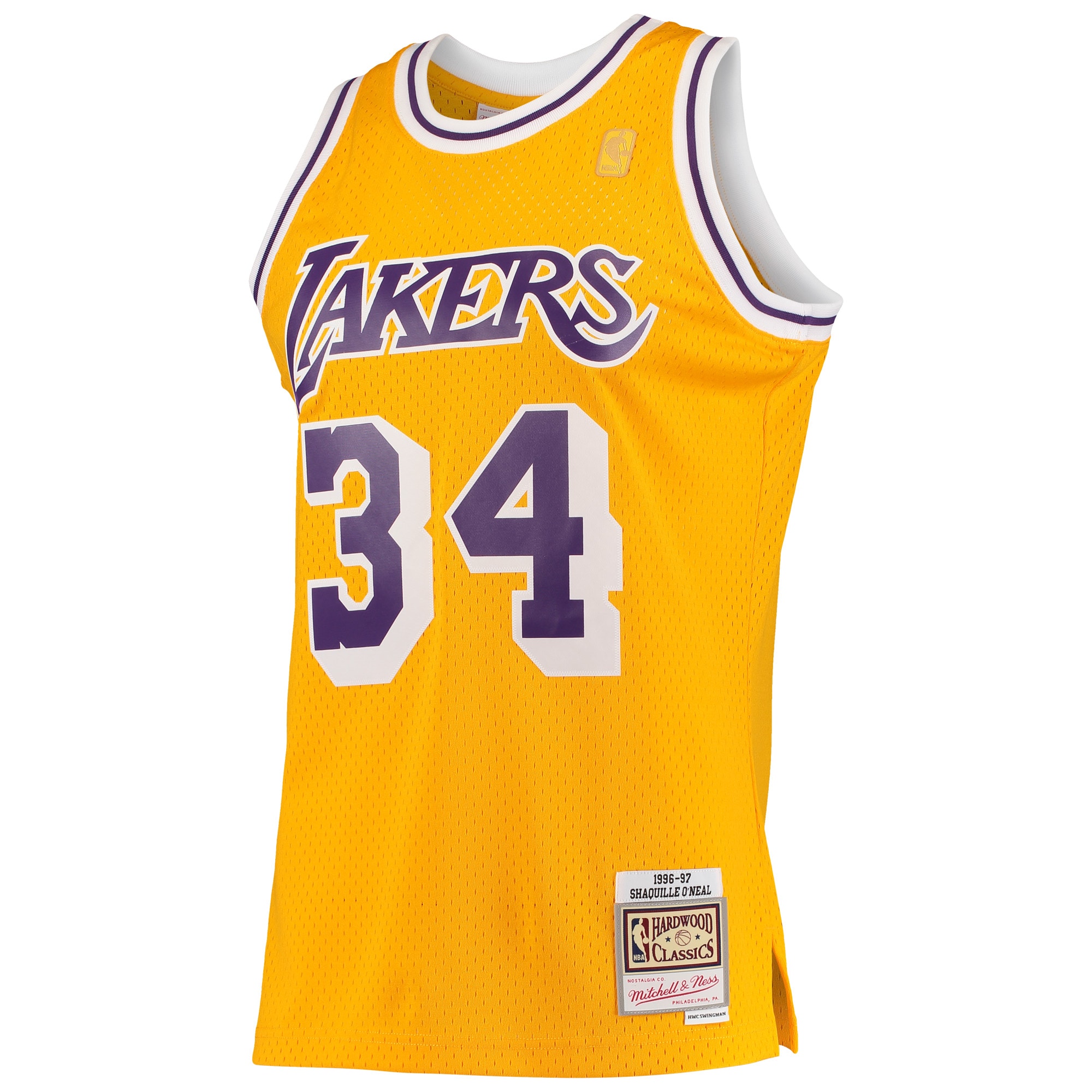 Official Los Angeles Lakers mens los angeles lakers shaquille oneal mitchell  ness gold 199697 hardwood classics swingman jersey | Lakers Shop