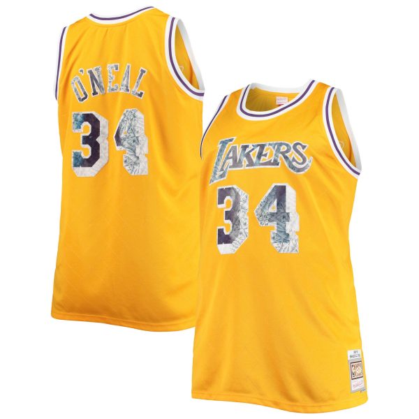Official Los Angeles Lakers mens los angeles lakers shaquille oneal mitchell  ness gold big  tall 1996-97 nba 75th anniversary diamond swingman jersey | Lakers Shop