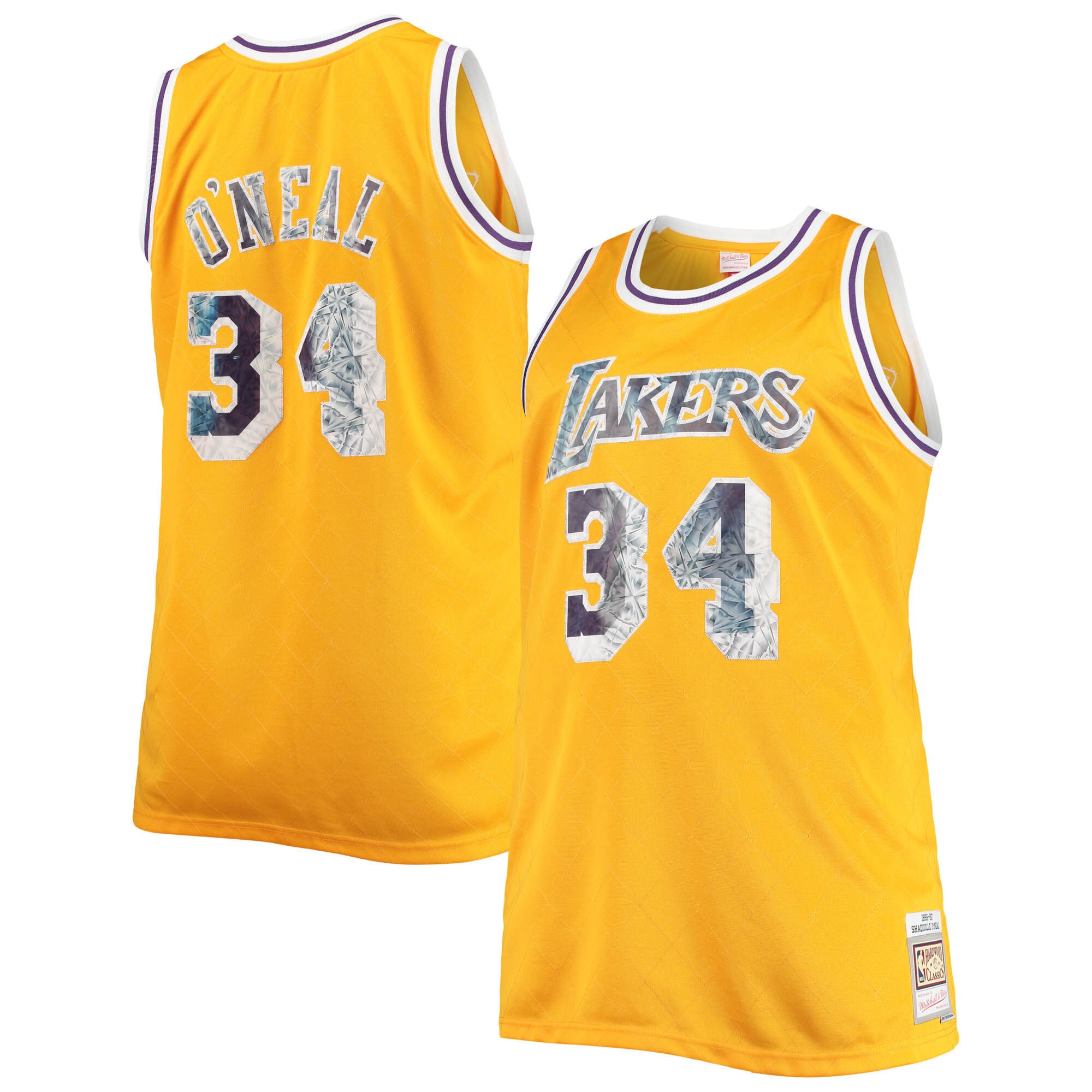 Official Los Angeles Lakers mens los angeles lakers shaquille oneal mitchell  ness gold big  tall 1996-97 nba 75th anniversary diamond swingman jersey | Lakers Shop