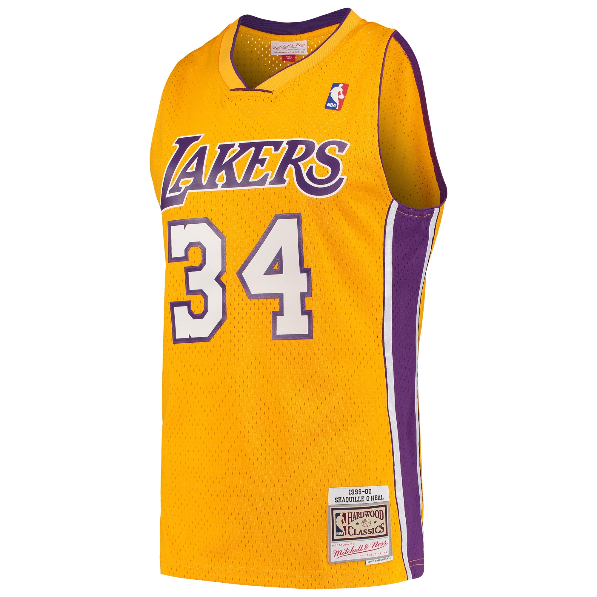 Official Los Angeles Lakers mens los angeles lakers shaquille oneal mitchell  ness gold hardwood classics swingman jersey | Lakers Shop