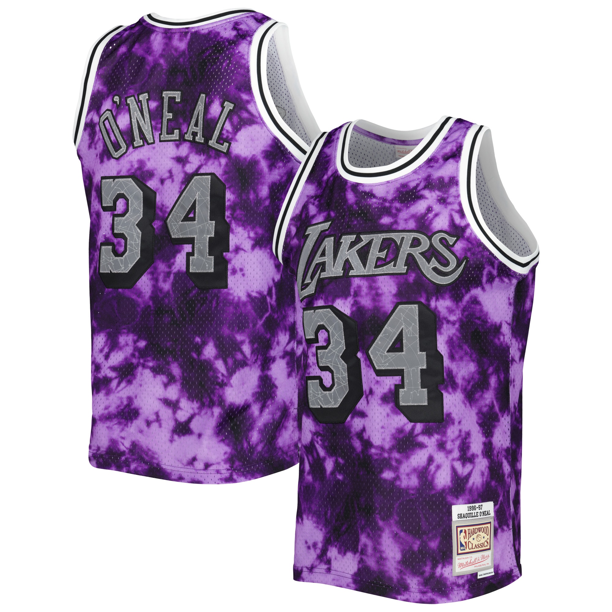 Official Los Angeles Lakers mens los angeles lakers shaquille oneal mitchell  ness purple 199697 galaxy swingman jersey | Lakers Shop