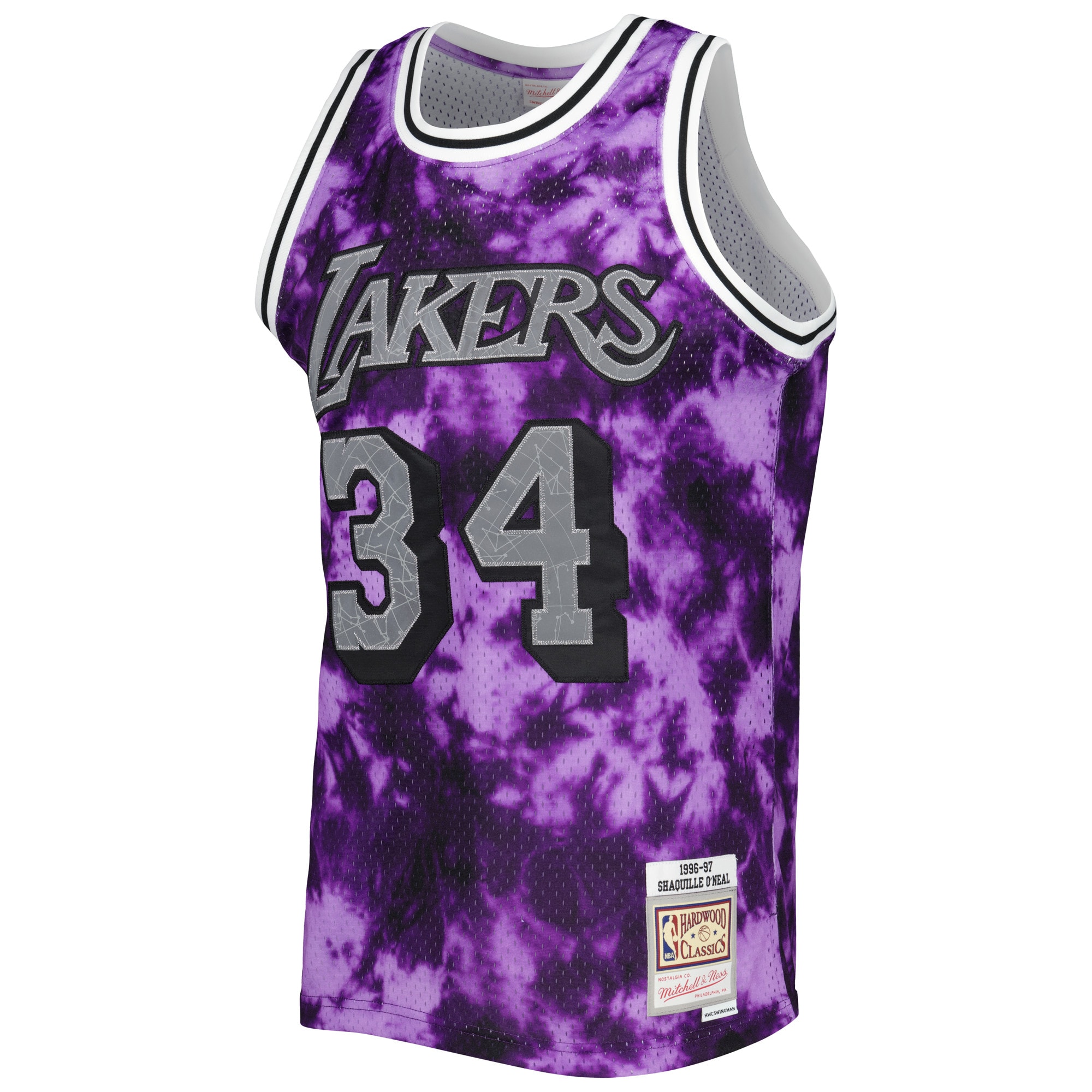 Official Los Angeles Lakers mens los angeles lakers shaquille oneal mitchell  ness purple 199697 galaxy swingman jersey | Lakers Shop