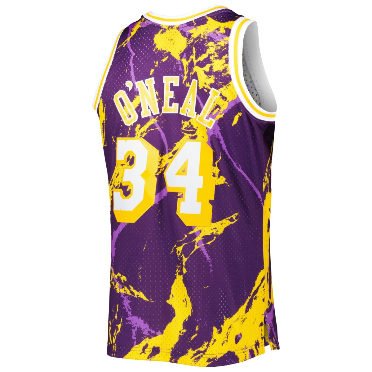 Official Los Angeles Lakers mens los angeles lakers shaquille oneal mitchell  ness purple 199697 hardwood classics marble swingman jersey | Lakers Shop