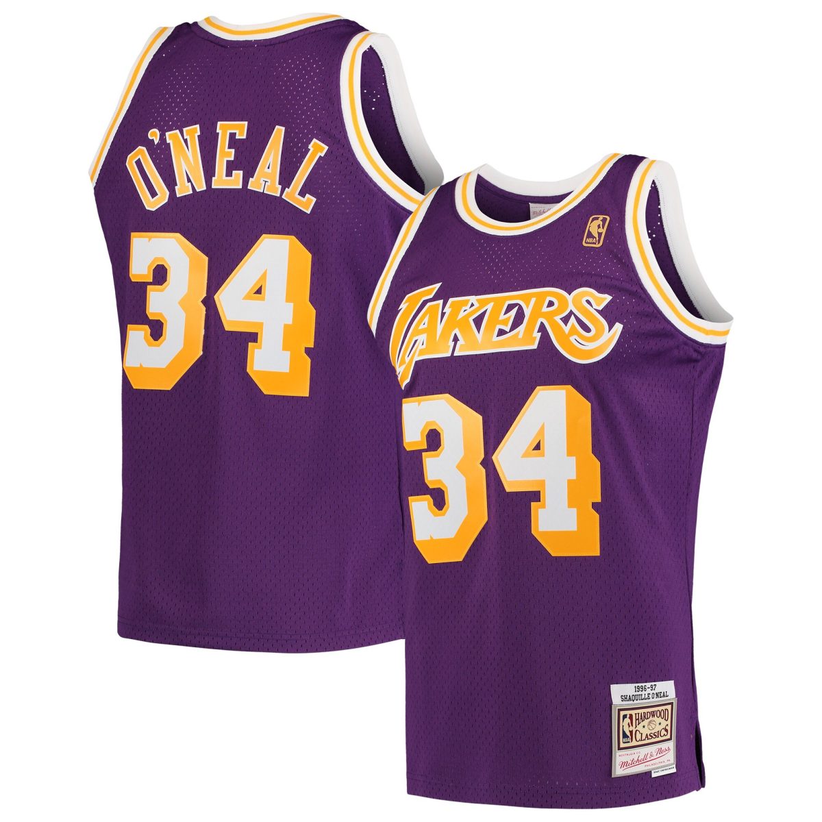 Official Los Angeles Lakers mens los angeles lakers shaquille oneal mitchell  ness purple hardwood classics swingman jersey | Lakers Shop