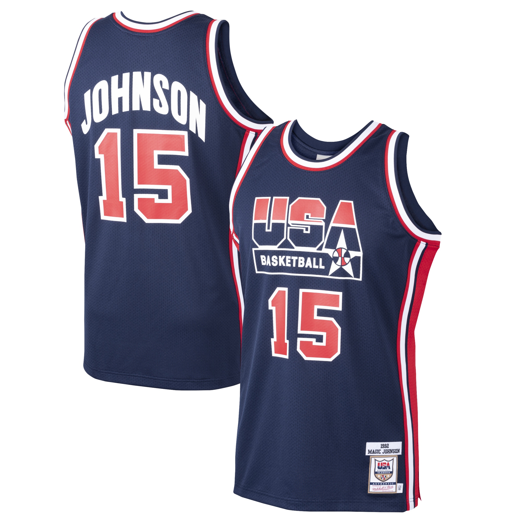 Official Los Angeles Lakers mens usa basketball magic johnson mitchell  ness navy 1992 dream team authentic jersey | Lakers Shop