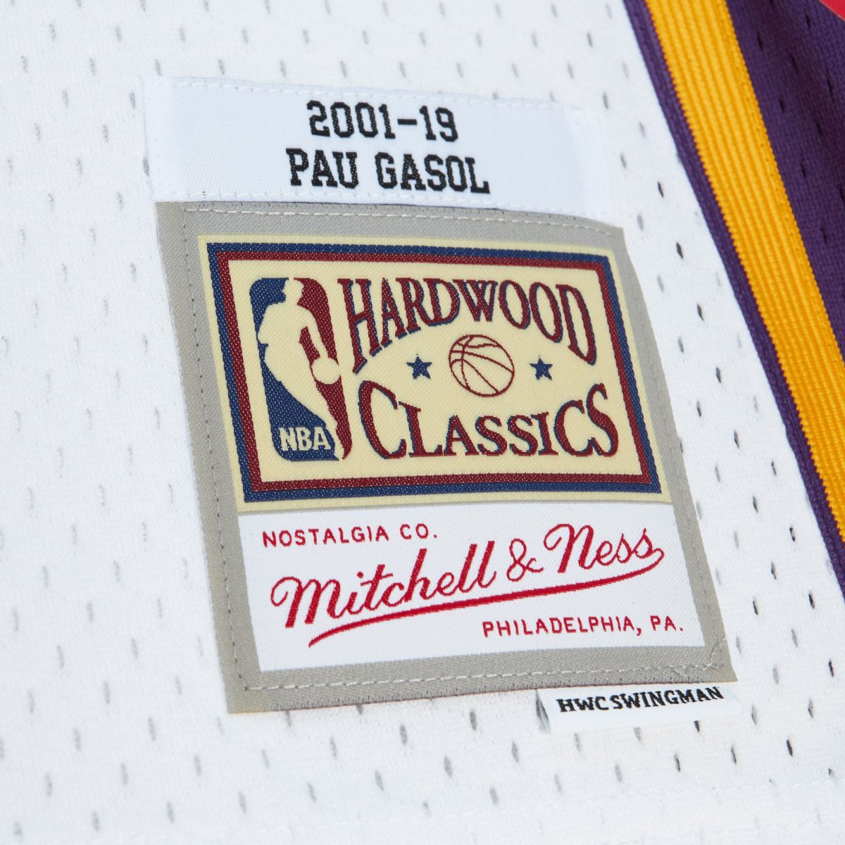 Official Los Angeles Lakers unisex los angeles lakers pau gasol mitchell  ness white hall of fame class of 2023 throwback swingman jersey | Lakers Shop