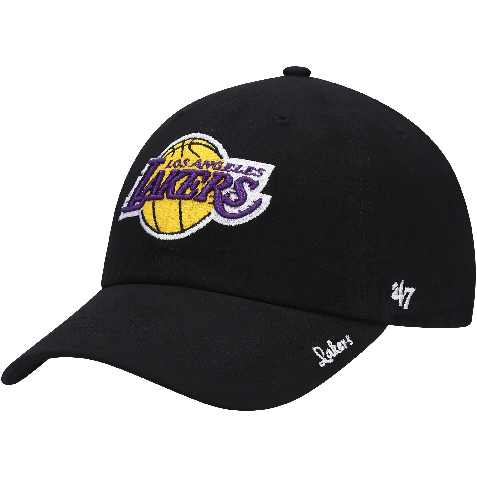 Official Los Angeles Lakers womens los angeles lakers 47 black miata clean up logo adjustable hat | Lakers Shop