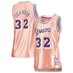 Official Los Angeles Lakers womens los angeles lakers magic johnson mitchell  ness pink 75th anniversary rose gold 1984 swingman jersey | Lakers Shop