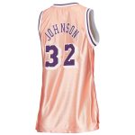 Official Los Angeles Lakers womens los angeles lakers magic johnson mitchell  ness pink 75th anniversary rose gold 1984 swingman jersey | Lakers Shop