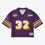 Official Los Angeles Lakers womens los angeles lakers magic johnson mitchell  ness x dannijo purple cropped football fashion jersey | Lakers Shop