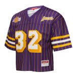 Official Los Angeles Lakers womens los angeles lakers magic johnson mitchell  ness x dannijo purple cropped football fashion jersey 202757162 | Lakers Shop
