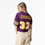 Official Los Angeles Lakers womens los angeles lakers magic johnson mitchell  ness x dannijo purple cropped football fashion jersey 202757162 | Lakers Shop