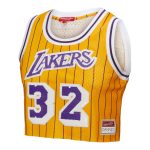Official Los Angeles Lakers womens los angeles lakers magic johnson mitchell  ness x dannijo yellow fashion cropped basketball jersey | Lakers Shop