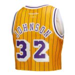 Official Los Angeles Lakers womens los angeles lakers magic johnson mitchell  ness x dannijo yellow fashion cropped basketball jersey | Lakers Shop
