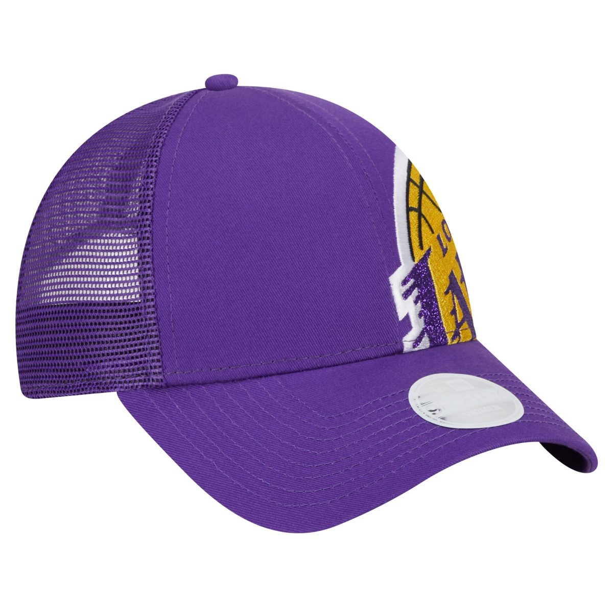 Official Los Angeles Lakers womens los angeles lakers new era purple game day sparkle logo 9forty adjustable hat | Lakers Shop