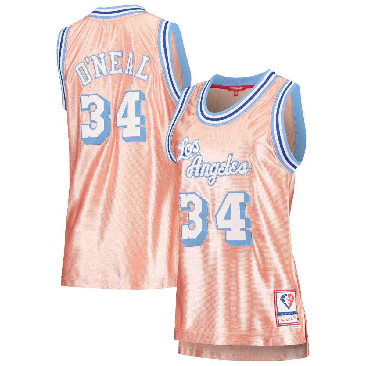 Official Los Angeles Lakers womens los angeles lakers shaquille oneal mitchell  ness pink 75th anniversary rose gold 1996 swingman jersey | Lakers Shop