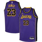Official Los Angeles Lakers youth los angeles lakers lebron james jordan brand purple swingman jersey – statement edition | Lakers Shop