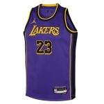 Official Los Angeles Lakers youth los angeles lakers lebron james jordan brand purple swingman jersey – statement edition | Lakers Shop