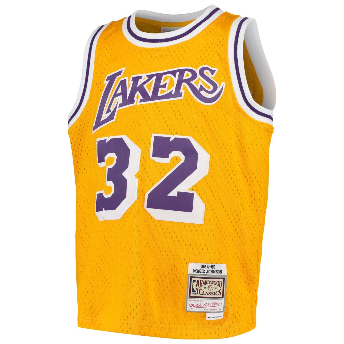 Official Los Angeles Lakers youth los angeles lakers magic johnson mitchell  ness gold swingman throwback jersey | Lakers Shop
