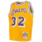 Official Los Angeles Lakers youth los angeles lakers magic johnson mitchell  ness gold swingman throwback jersey | Lakers Shop