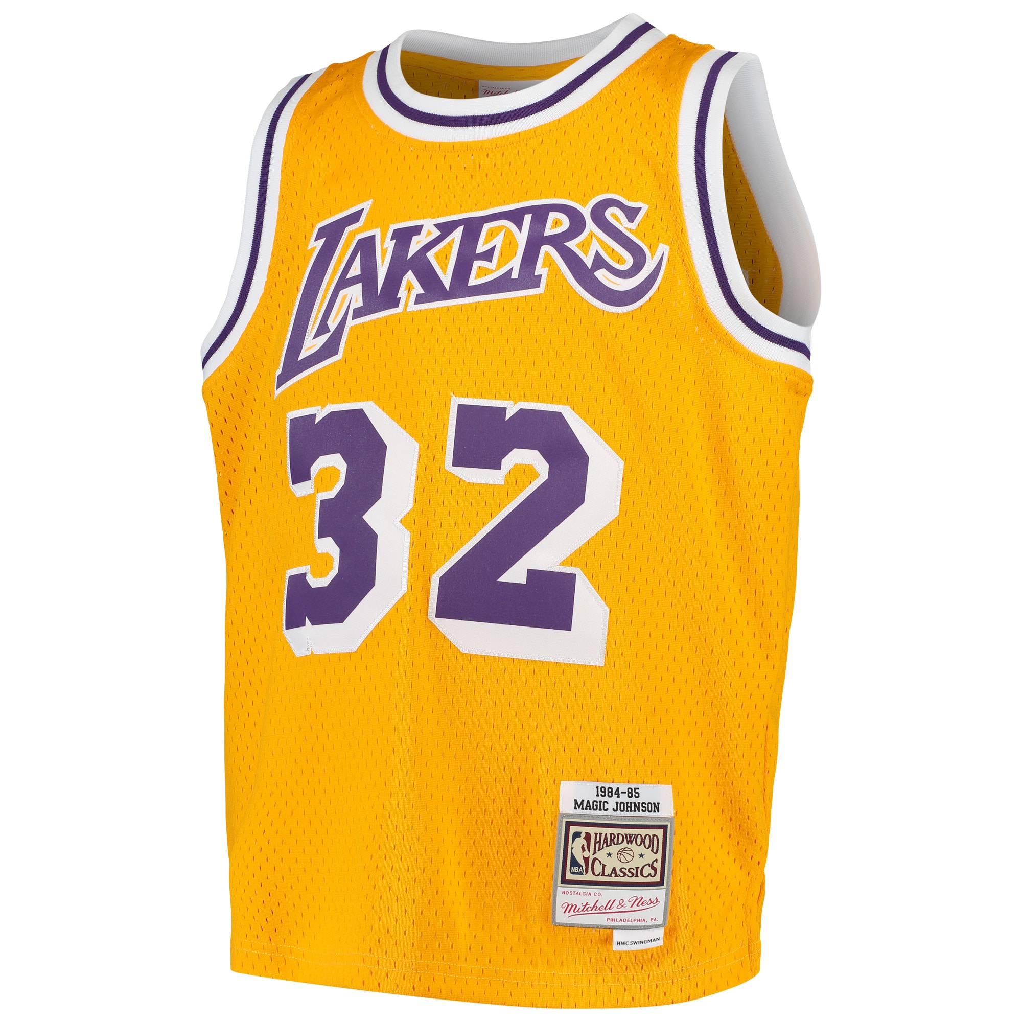 Official Los Angeles Lakers youth los angeles lakers magic johnson mitchell  ness gold swingman throwback jersey | Lakers Shop