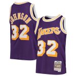 Official Los Angeles Lakers youth los angeles lakers magic johnson mitchell  ness purple 1984-85 hardwood classics swingman throwback jersey | Lakers Shop
