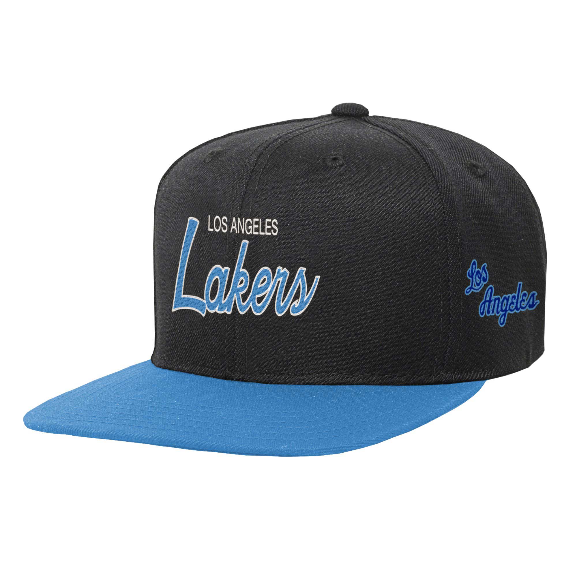 Official Los Angeles Lakers youth los angeles lakers mitchell  ness black team script snapback hat | Lakers Shop
