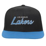 Official Los Angeles Lakers youth los angeles lakers mitchell  ness black team script snapback hat | Lakers Shop