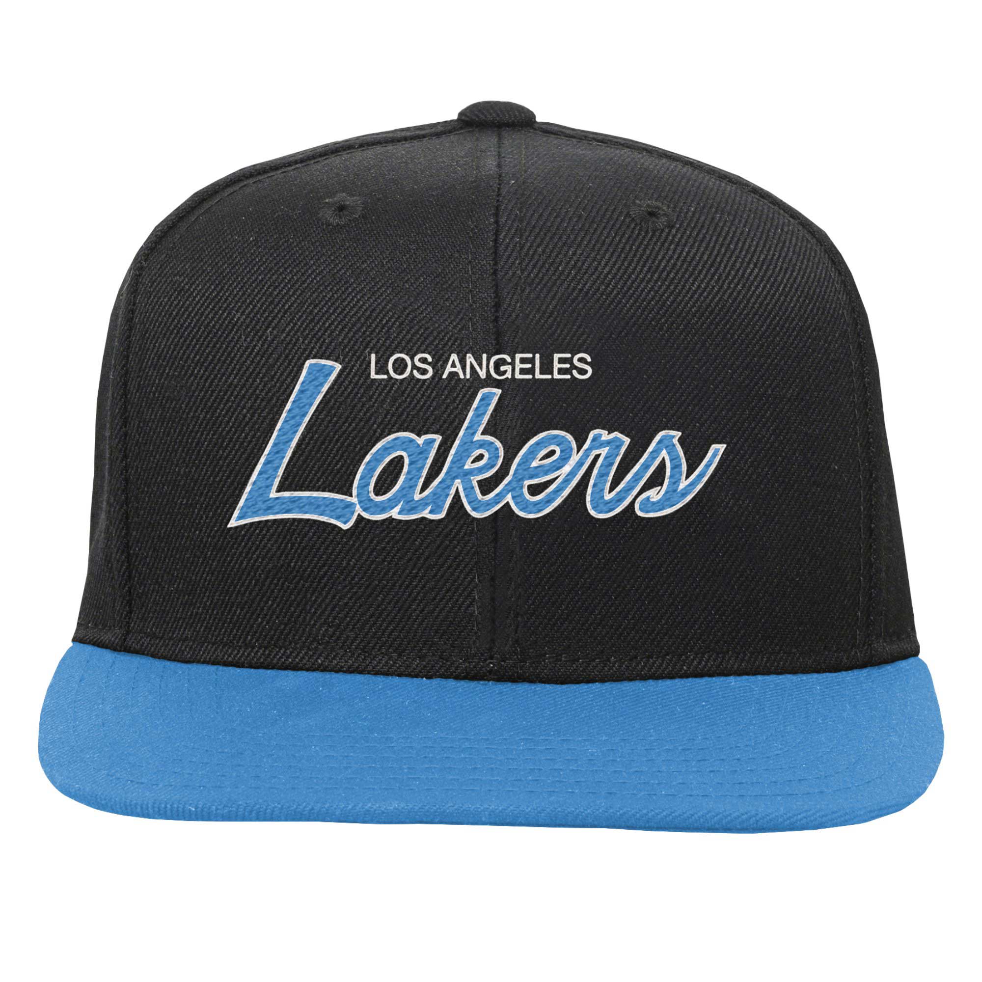 Official Los Angeles Lakers youth los angeles lakers mitchell  ness black team script snapback hat | Lakers Shop