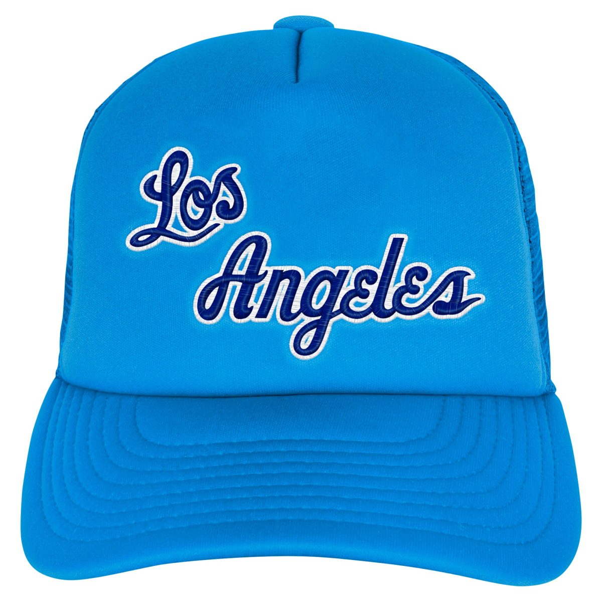 Official Los Angeles Lakers youth los angeles lakers mitchell  ness light blue core evergreen trucker adjustable hat | Lakers Shop