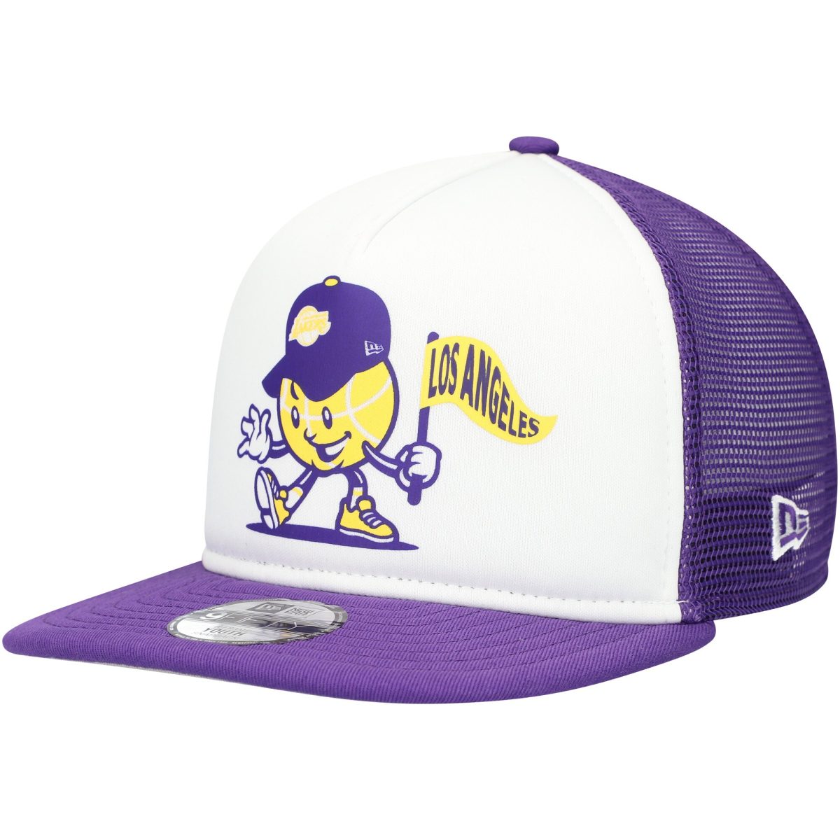 Official Los Angeles Lakers youth los angeles lakers new era whitepurple court sport mascot 9fifty snapback hat | Lakers Shop