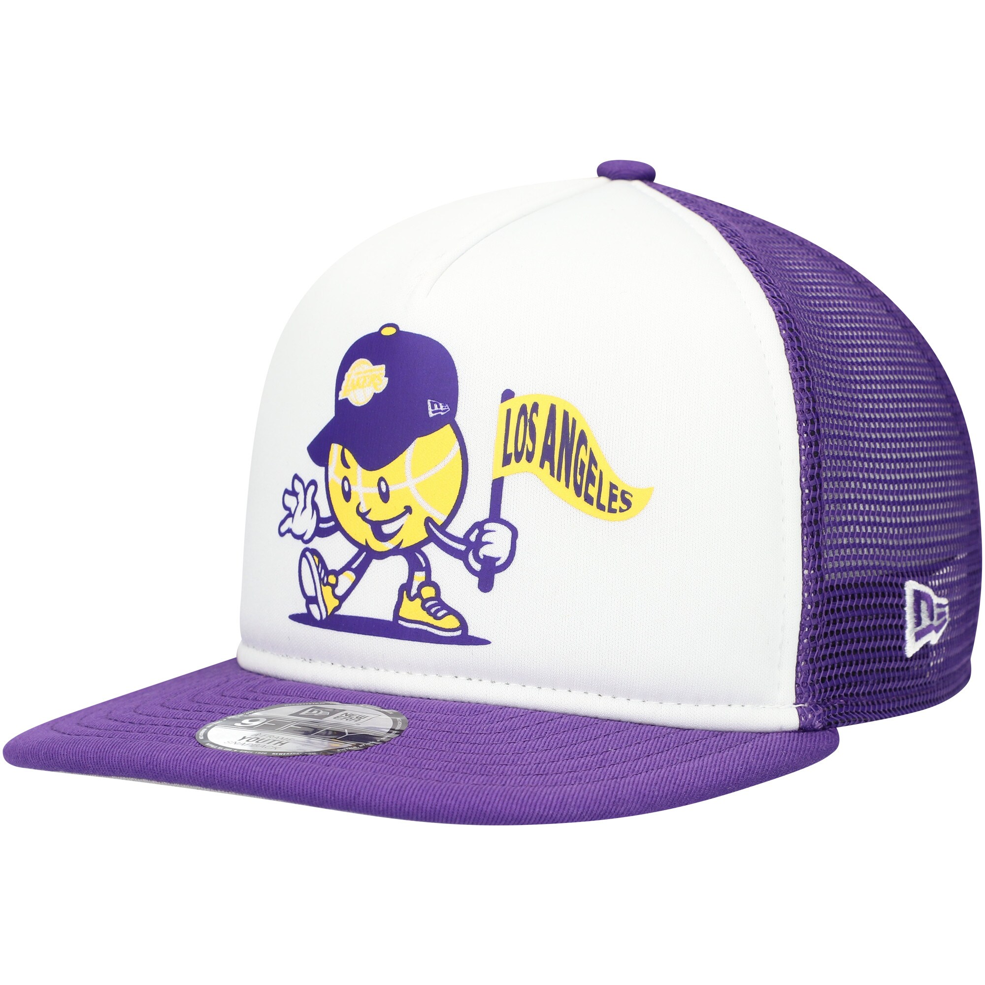 Official Los Angeles Lakers youth los angeles lakers new era whitepurple court sport mascot 9fifty snapback hat | Lakers Shop