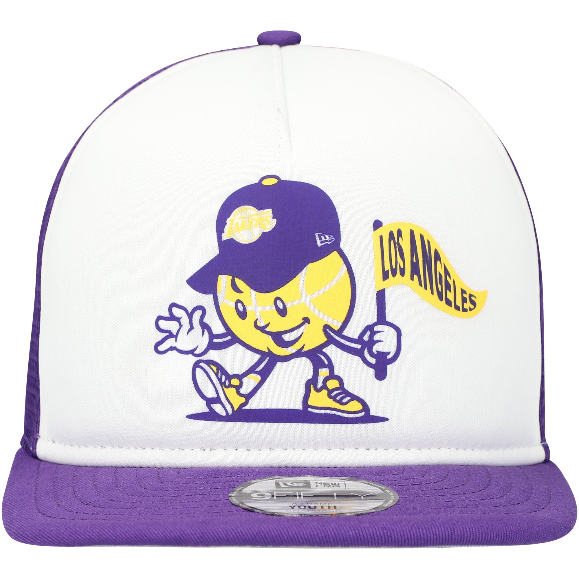 Official Los Angeles Lakers youth los angeles lakers new era whitepurple court sport mascot 9fifty snapback hat | Lakers Shop