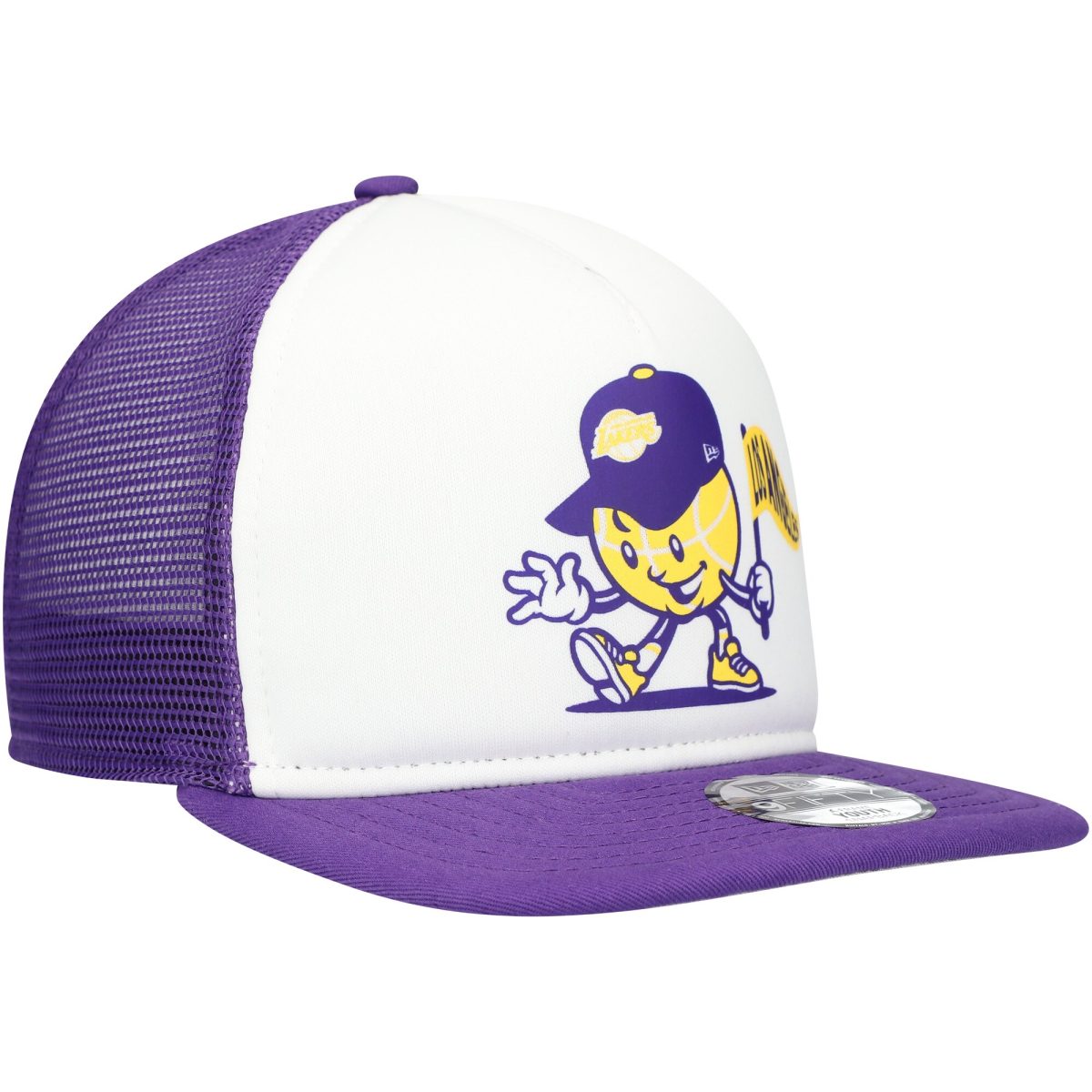 Official Los Angeles Lakers youth los angeles lakers new era whitepurple court sport mascot 9fifty snapback hat | Lakers Shop